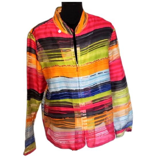 Renaissance Multi-color Long Sleeve Full Zip Jacket Size Large - Picture 1 of 5